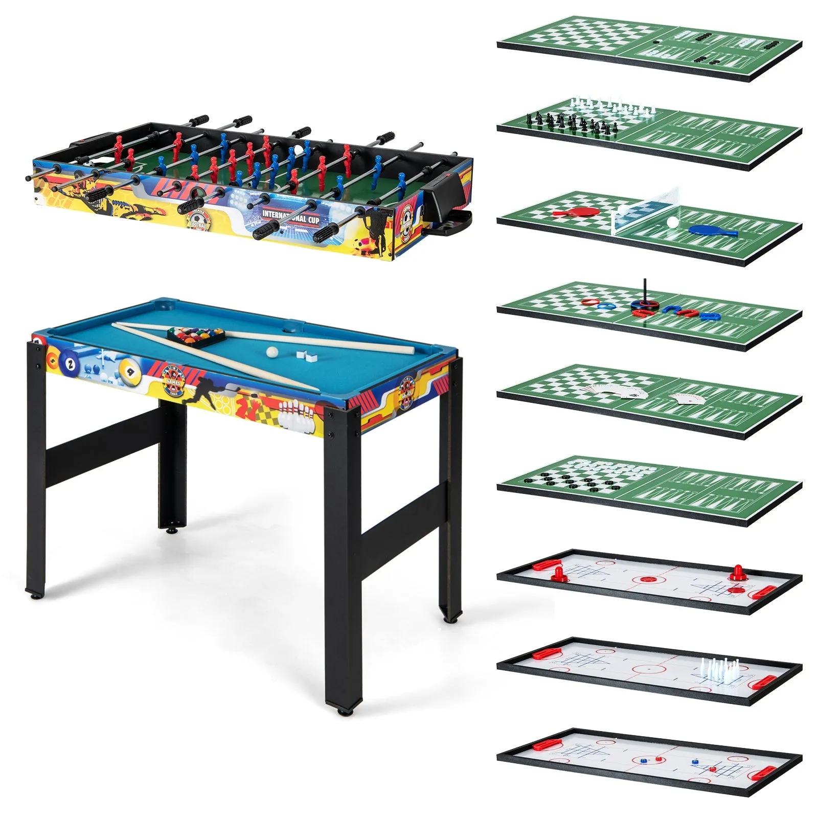 12-in-1 Combo Game Table Set Multi Game Table with Foosball