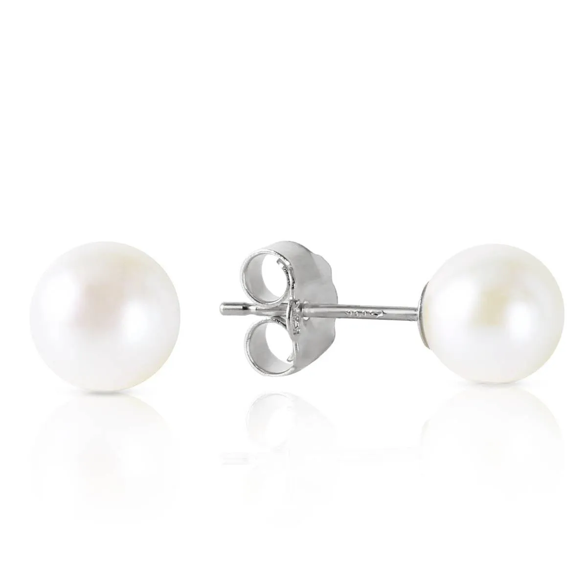 4 Carat 14K Solid White Gold Stud Earrings Natural Pearl