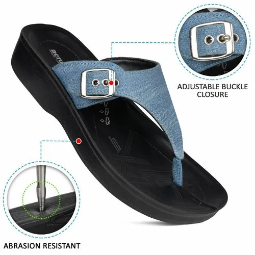 Aerosoft Denimre Adjustable Buckle Women’s T Strap Sandals