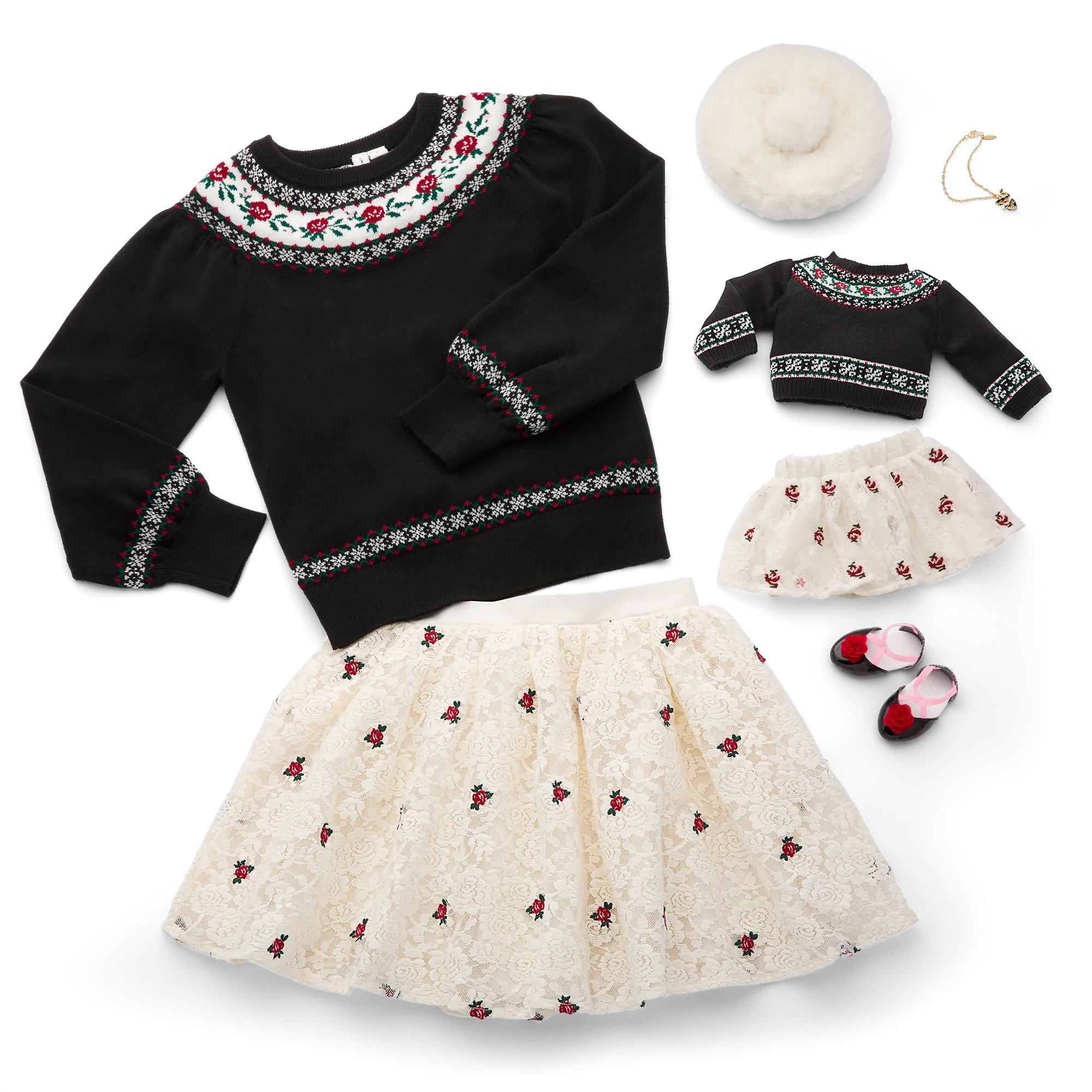 American Girl® x Janie and Jack Rose Fair Isle Sweater & Skirt Outfit for Girls & 18-inch Dolls