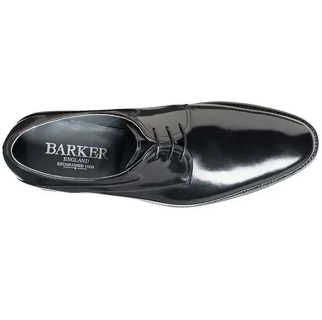 BARKER Wickham Shoes - Mens Derby Style - Black Hi-Shine