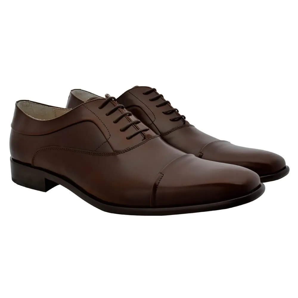 Brown Fine Leather Derby Lace Up Shoes