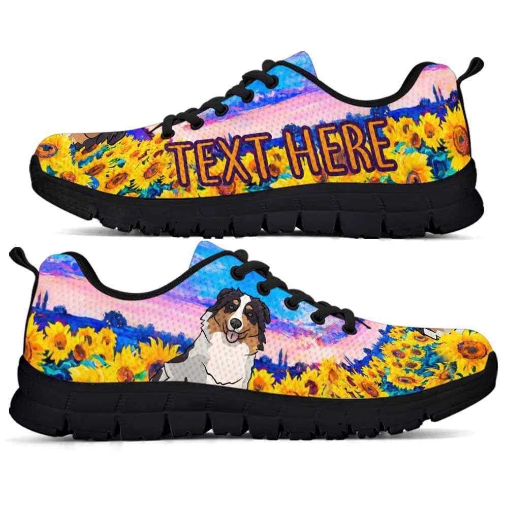 Custom Name Aussie Sneaker, Aussie Sunflower Sky Sneakers Running Shoes, Best Running Shoes