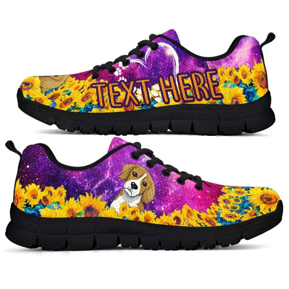 Custom Name Beagle Sneaker, Beagle Sunflower Galaxy Sneakers Running Shoes, Best Running Shoes