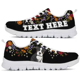 Custom Name Boston Terrier Sneaker, Boston Terrier Flower Floral Colorful Dog Lovers Sneakers Gym Running Shoes, Best Running Shoes