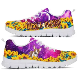 Custom Name Bull Terrier Sneaker, Bull Terrier Sunflower Galaxy Sneakers Running Shoes, Best Running Shoes