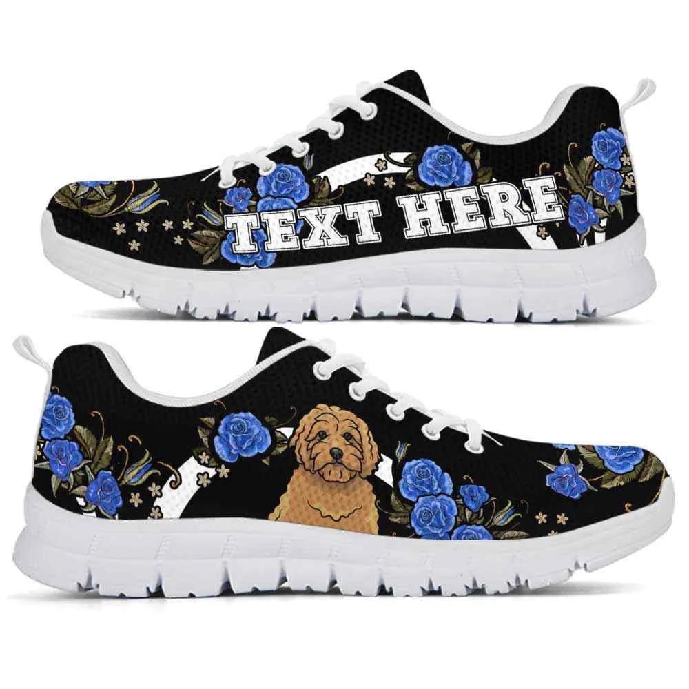 Custom Name Goldendoodle Sneaker, Goldendoodle Dog Lovers Sneakers Gym Rose Blue Flower Running Shoes, Best Running Shoes