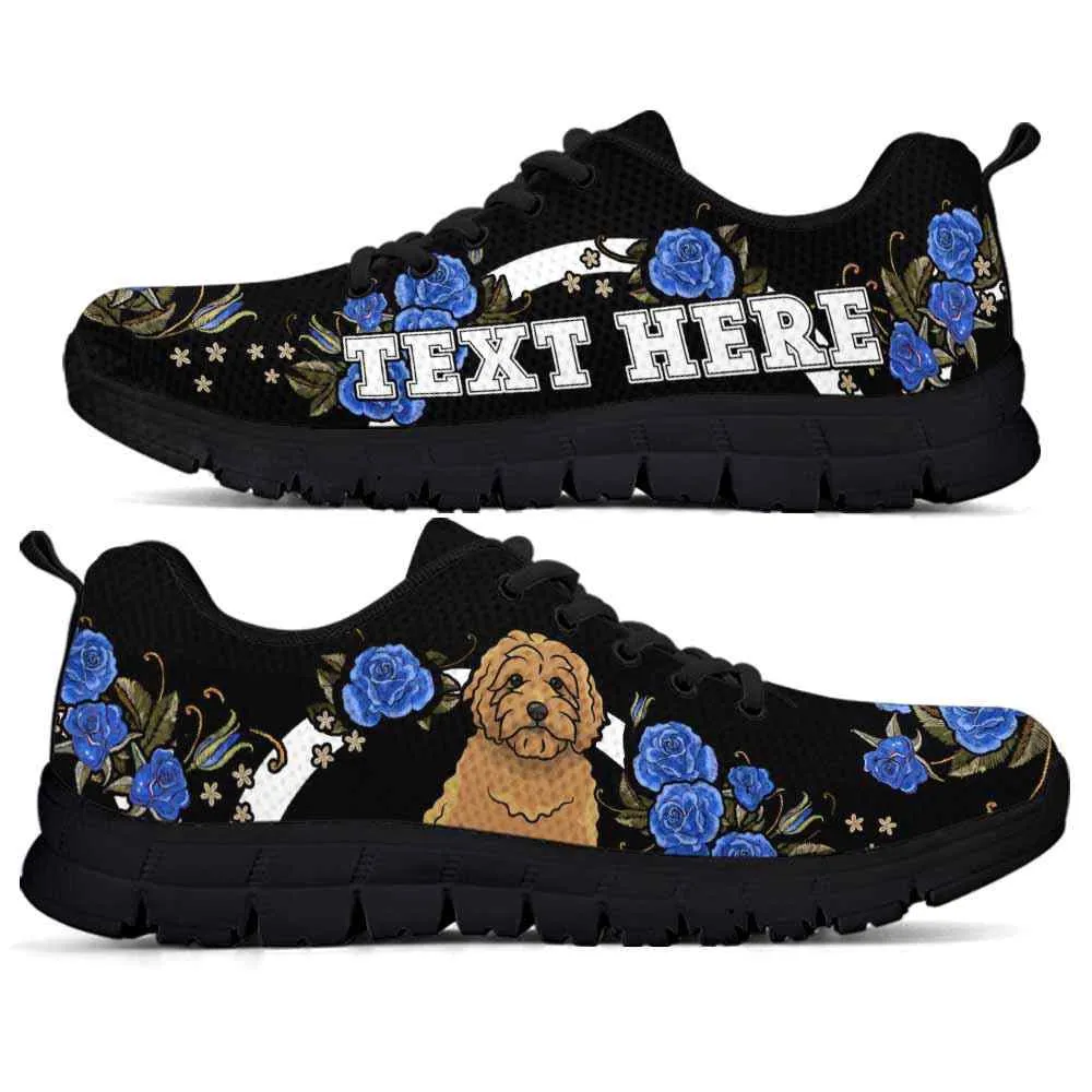 Custom Name Goldendoodle Sneaker, Goldendoodle Dog Lovers Sneakers Gym Rose Blue Flower Running Shoes, Best Running Shoes