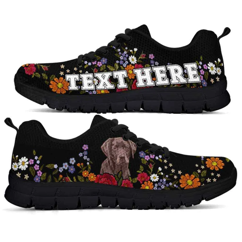 Custom Name Labrador Retriever Sneaker, Lab Colorful Flower Floral Dog Lovers Sneakers Gym Running Shoes, Best Running Shoes