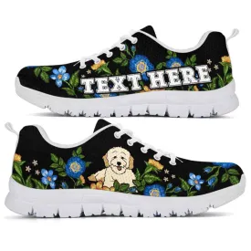 Custom Name Poodle Sneaker, Poodle Colorful Floral Flower Dog Lovers Sneakers Gym Running Shoes, Best Running Shoes