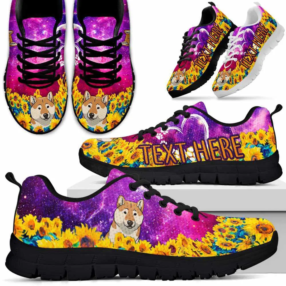 Custom Name Shiba Inu Sneaker, Shiba Inu Sunflower Galaxy Sneakers Running Shoes, Best Running Shoes