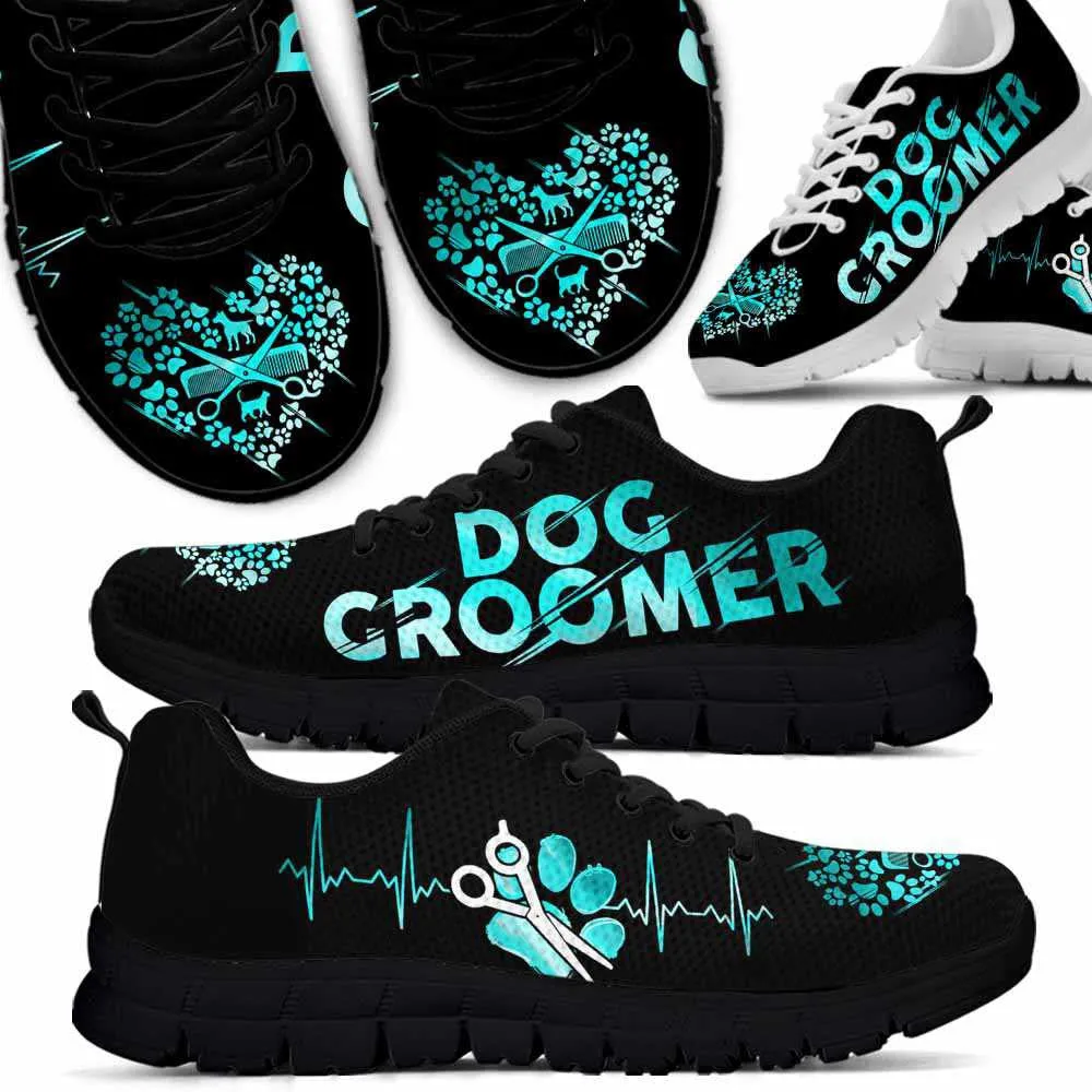 Dog Groomer Sneaker, Dog Groomer Heartbeat Teal Sneakers Shoes, Best Running Shoes, Unique Gifts For Dog Lovers