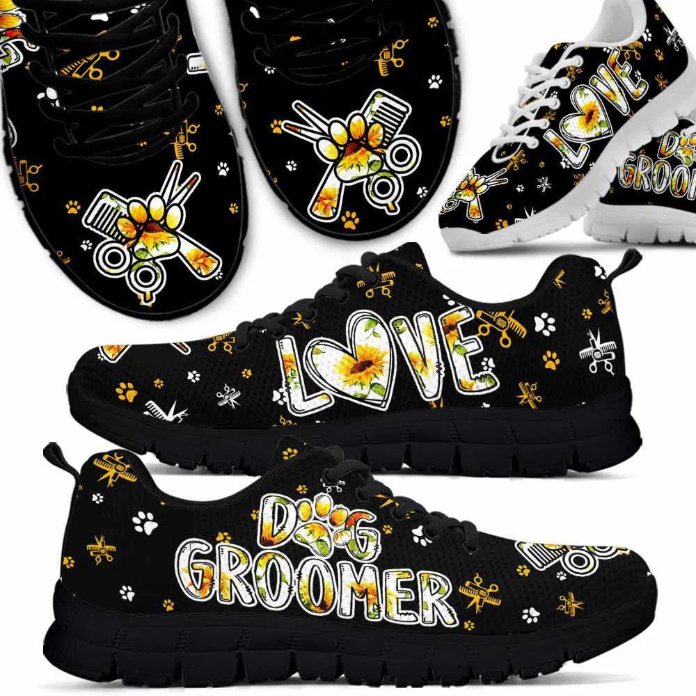 Dog Groomer Sneaker, Dog Groomer Love Sunflower Sneakers Shoes, Best Running Shoes, Unique Gifts For Dog Lovers