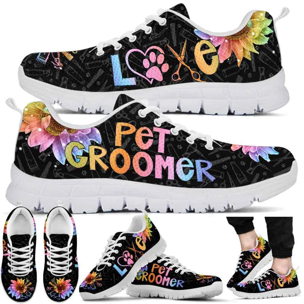 Dog Groomer Sneaker, Dog Groomer Rainbow Sunflower Sneakers Shoes, Best Running Shoes, Unique Gifts For Dog Lovers