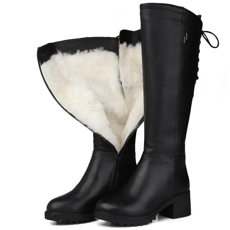 Genuine Leather Boots with Natural Wool Liner - Stylish & Comfortable