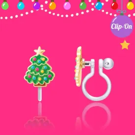 Girl Nation - Happy Christmas Tree Clip On Earrings