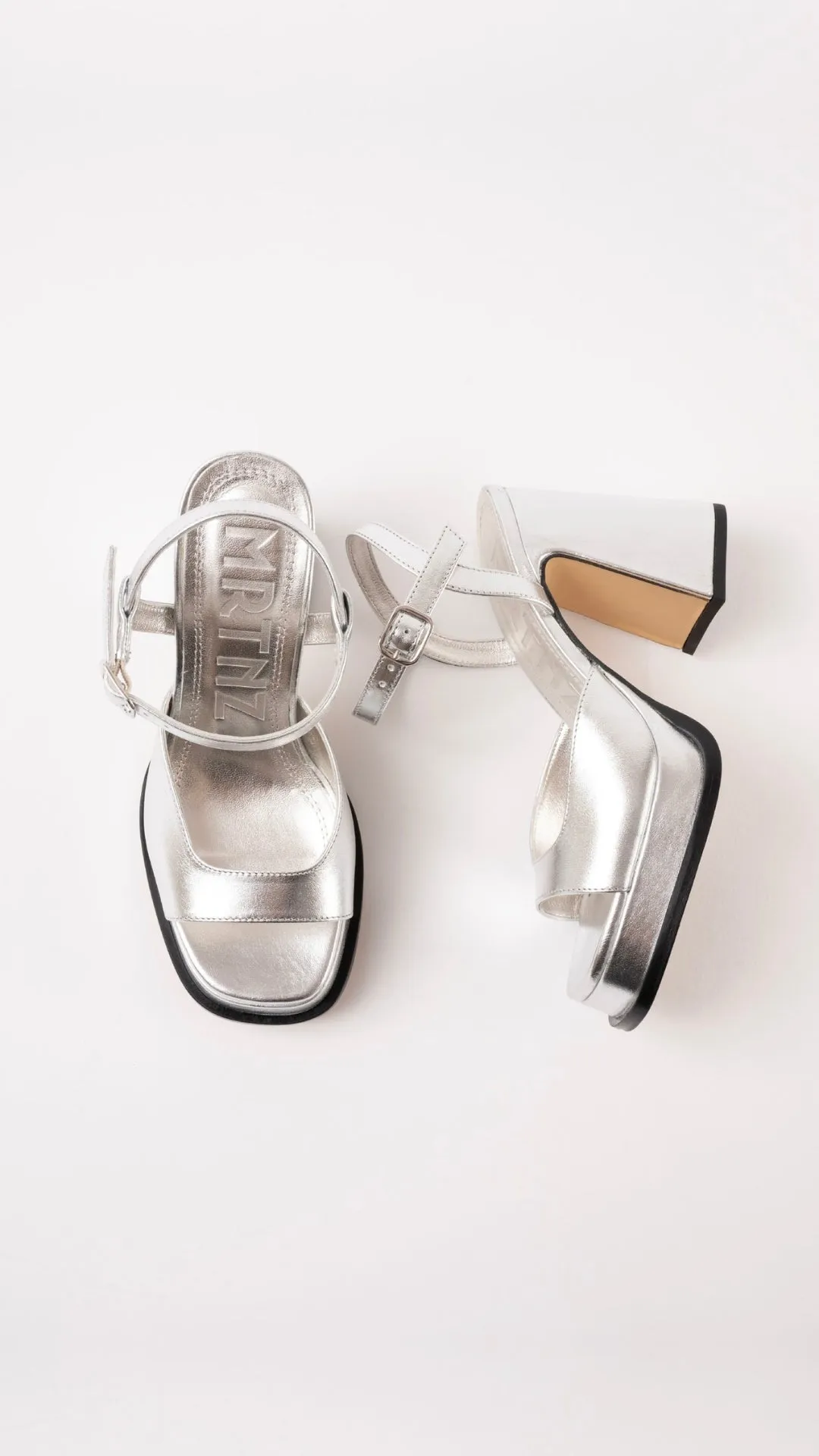 GRACIA - Silver Leather Platform Sandals