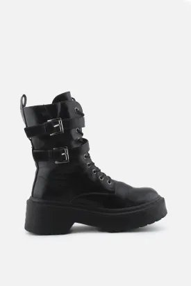 I Love DeeZee Zipper Laces Buckle Straps Combat Ankle Boots | 100% Authentic Leather