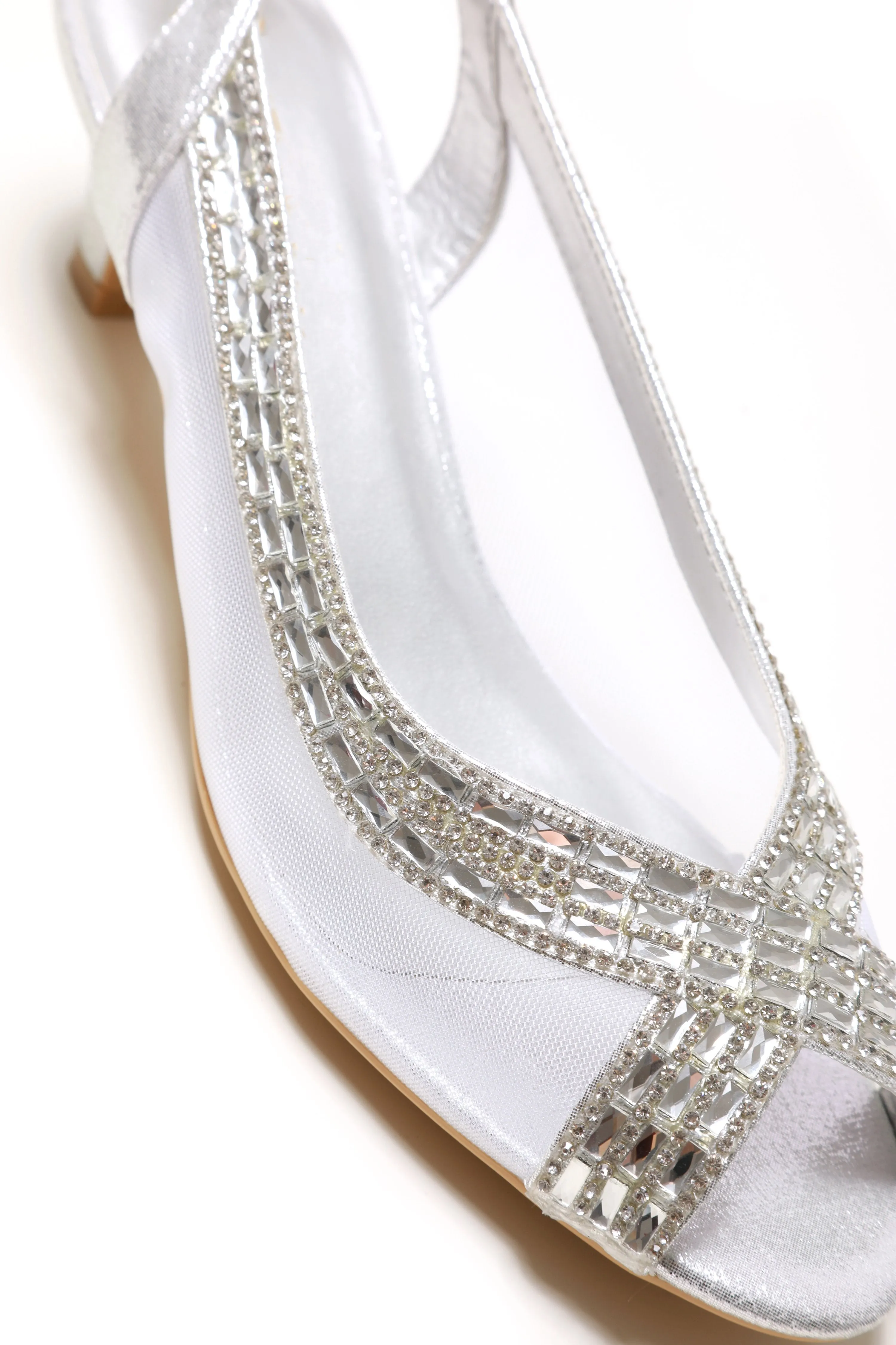 Kirsty open toe mesh diamante shoe