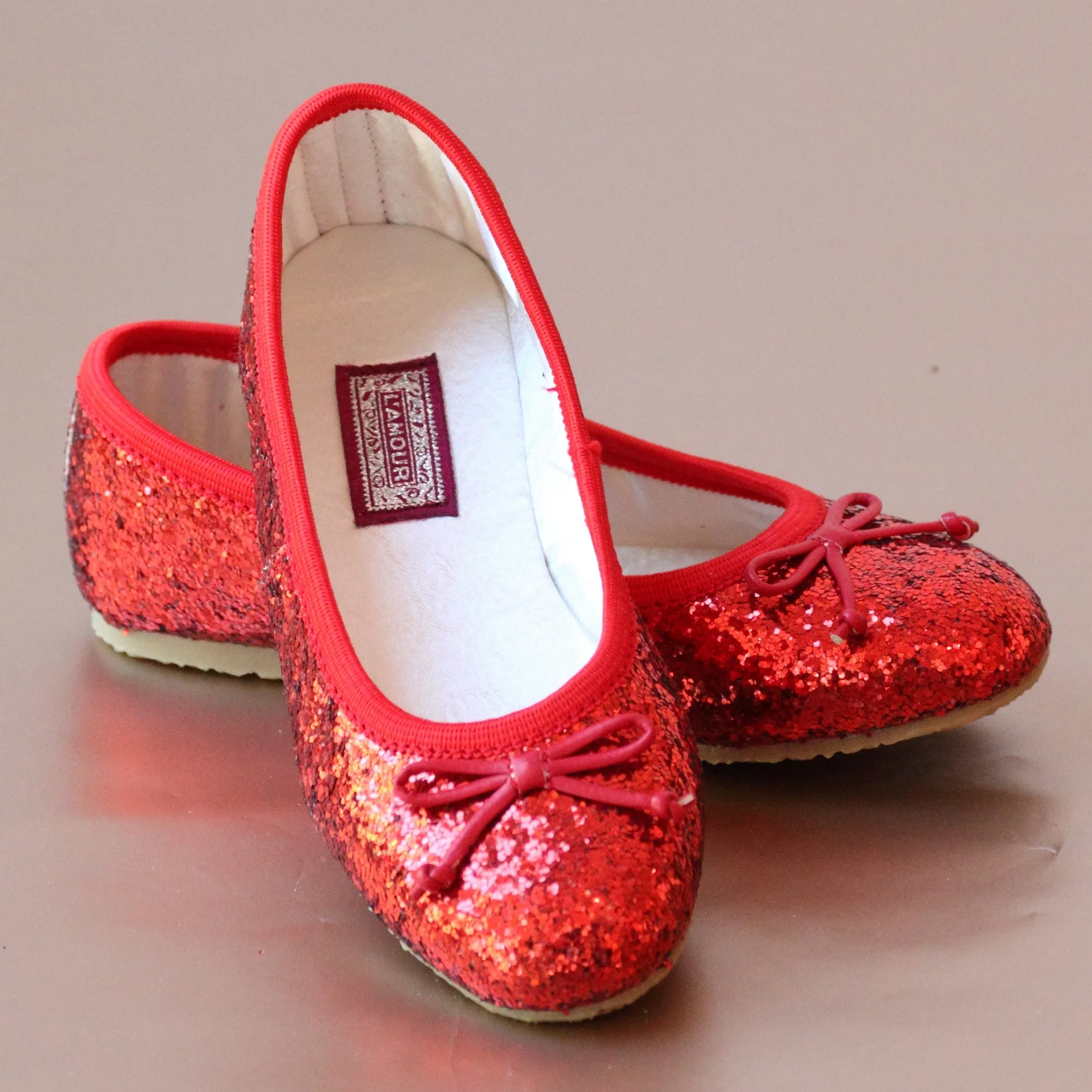 L'Amour Girls Glitter Ballet Flats