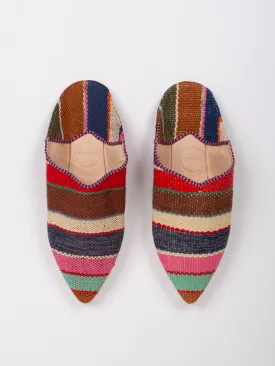 Moroccan Boujad Pointed Babouche Slippers, Merzouga Stripe