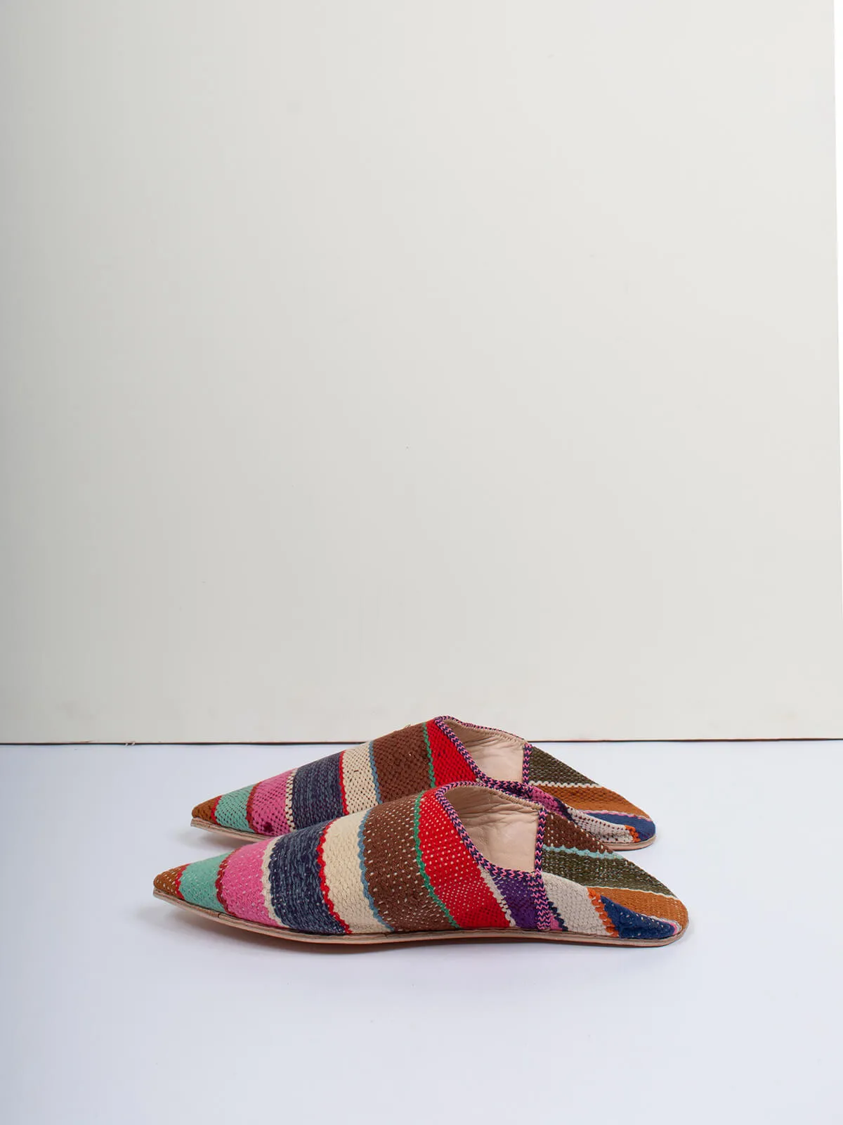 Moroccan Boujad Pointed Babouche Slippers, Merzouga Stripe