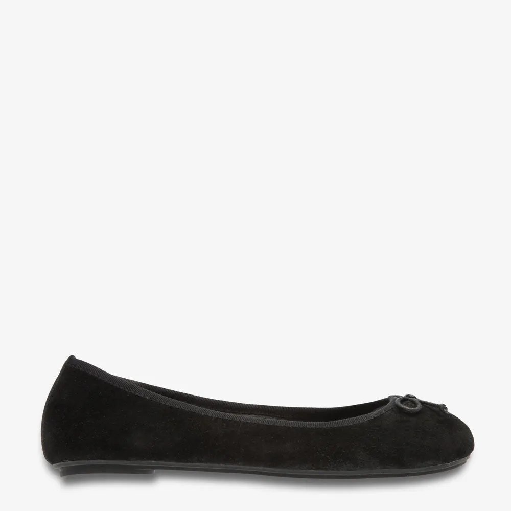 Natalie Black Suede Ballet Shoe