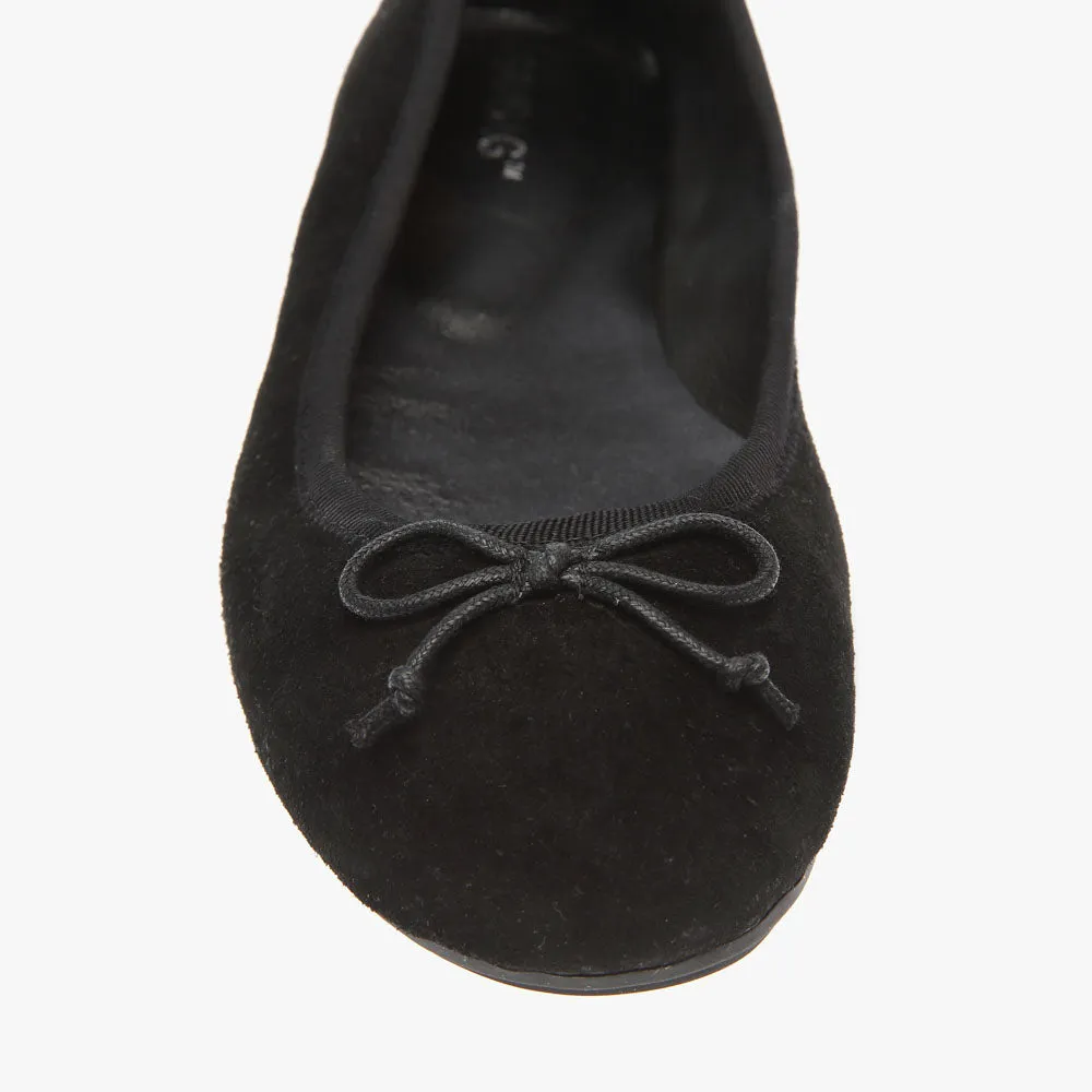 Natalie Black Suede Ballet Shoe