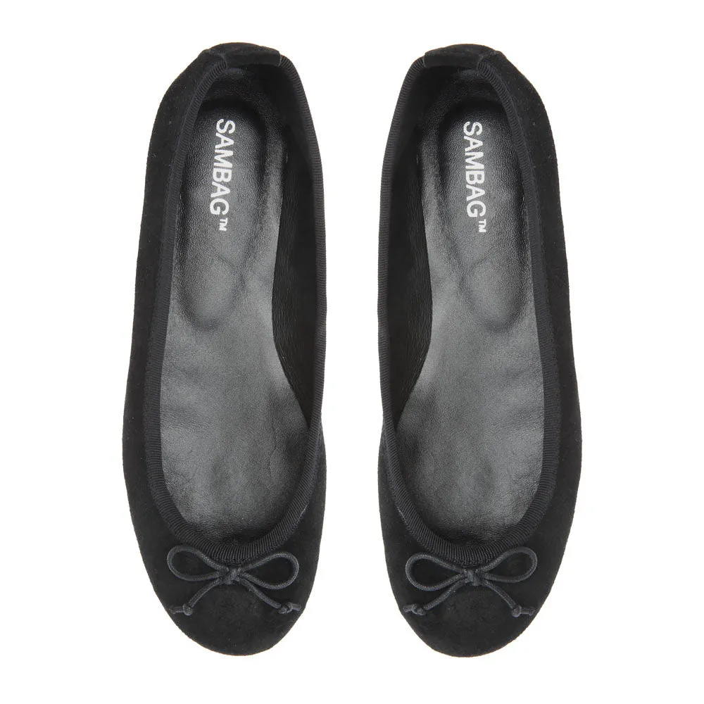 Natalie Black Suede Ballet Shoe