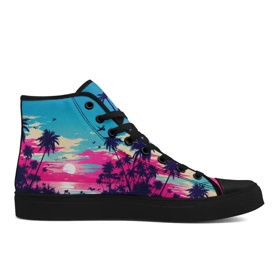 Personalized Hawaii Design Sneakers, Custom Canvas High Top Shoes, Summer Fashion Shoes