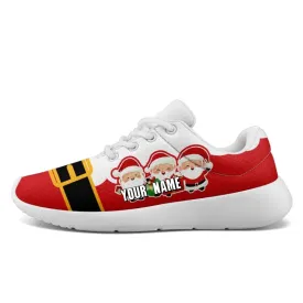 Personalized Santa Claus Sneakers, Custom Xmas Fashion Breathable Shoes, Lightweight Shoe for Women and Men