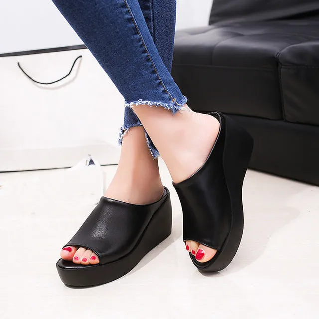 Summer High Heel Leisure Fish Mouth Sandals Open