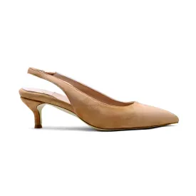 Tenacious Tan Suede Slingback Kitten Heel