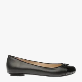 Tina Black Two Tone Black Leather with Black Patent Ballet