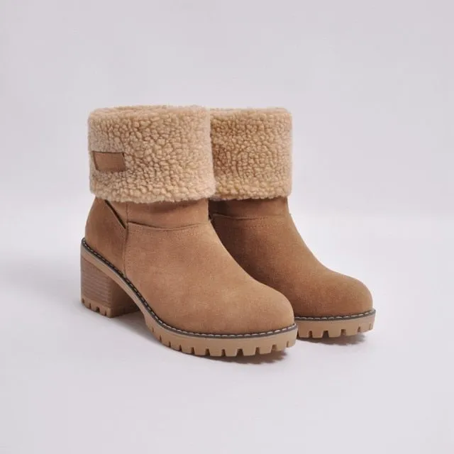 Trendy Fold Down Wool Ankle Boots