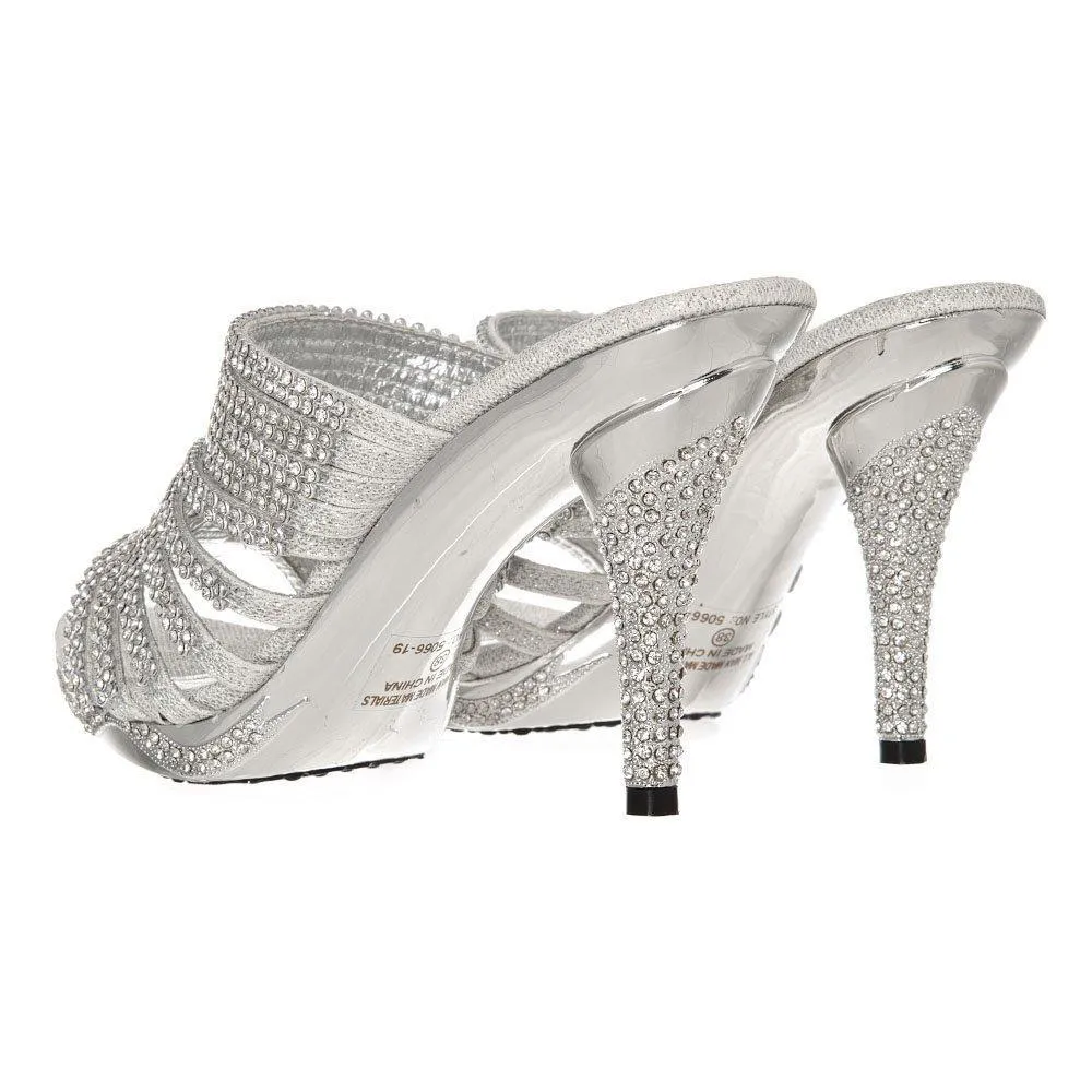 Veena High Heel Platform Open Toe Diamante Sandal