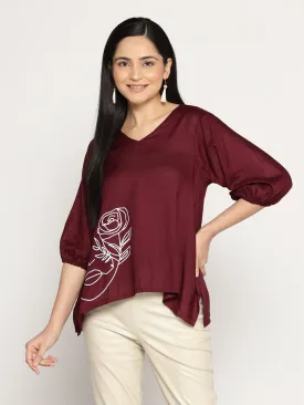 Wine Rayon Top - Fika