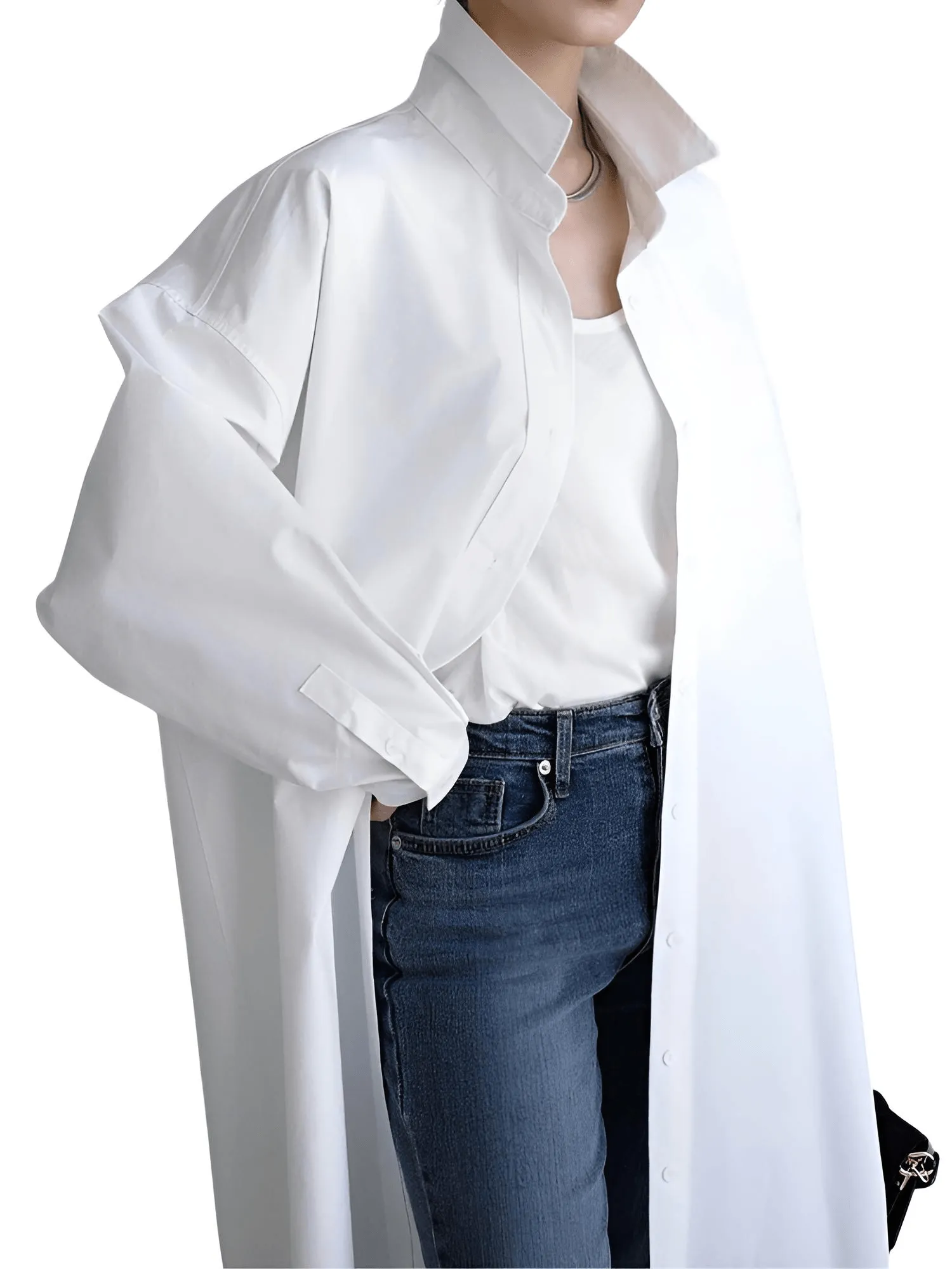 Women's Extra Long Blouse Casual New Lapel Long Sleeve Loose Fit Shirt Women's Fashion