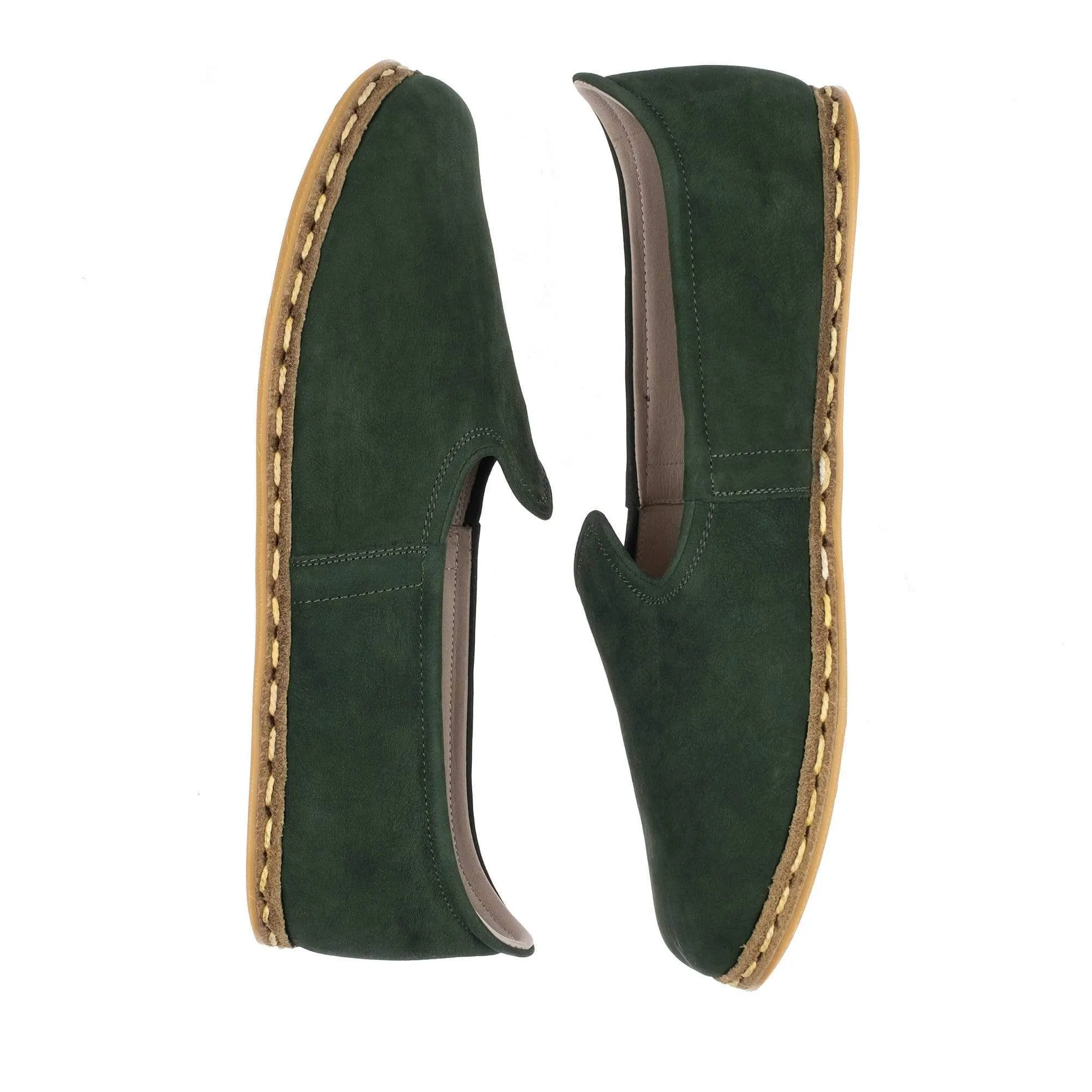 Women's Green Nubucks Slip On Shoes