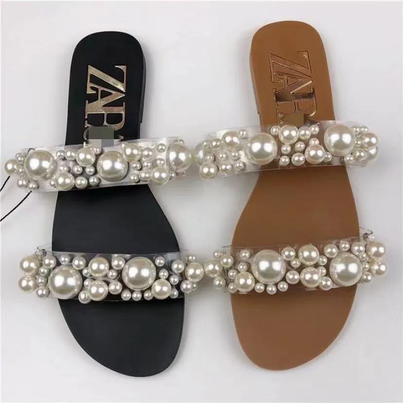 ZARA PEARL FLAT( BLACK)